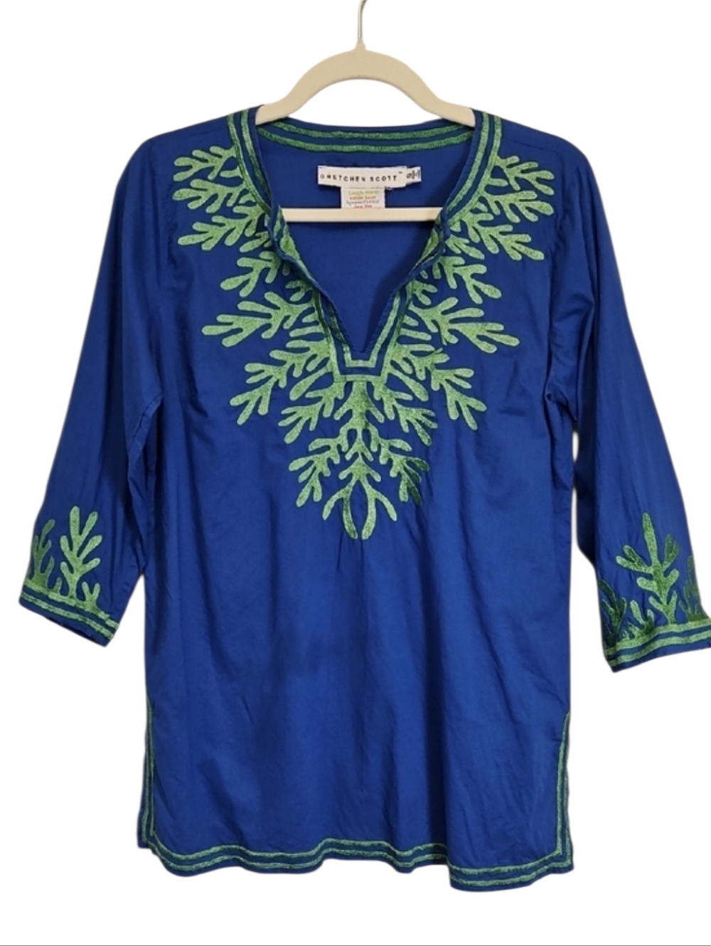 Gretchen Scott V- Neck Embroidered Tunic Size Small